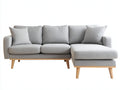 Divano angolare - tessuto-legno - 277x161x83 cm - grigio chiaro-marrone - moderno
