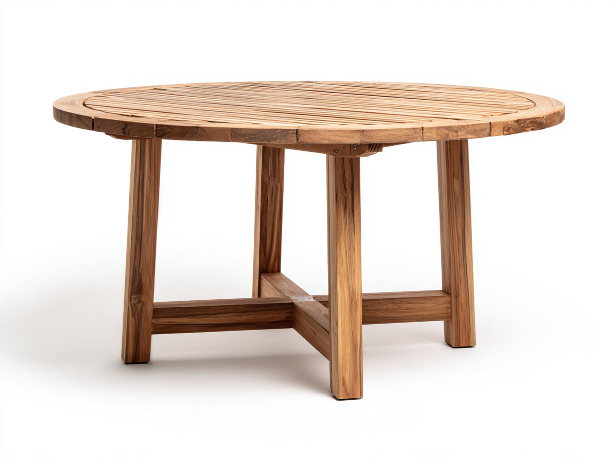Tavolo da giardino - legno - 150x150x74 cm - marrone chiaro - stile naturale