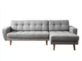 Divano angolare - tessuto-legno - 273x159x82 cm - grigio-marrone - moderno