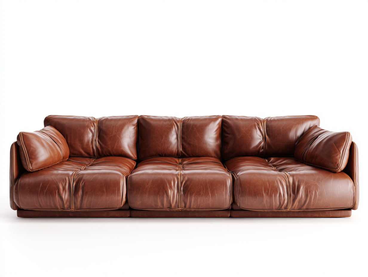 Divani a 3 posti - pelle - 242x98x74 cm - marrone - moderno