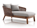 Lettino prendisole - rattan-legno-tessuto - 176x82x78 cm - Marrone-Grigio chiaro - contemporaneo