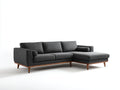 Divano angolare - tessuto-legno - 274x156x81 cm - grigio scuro-marrone - moderno