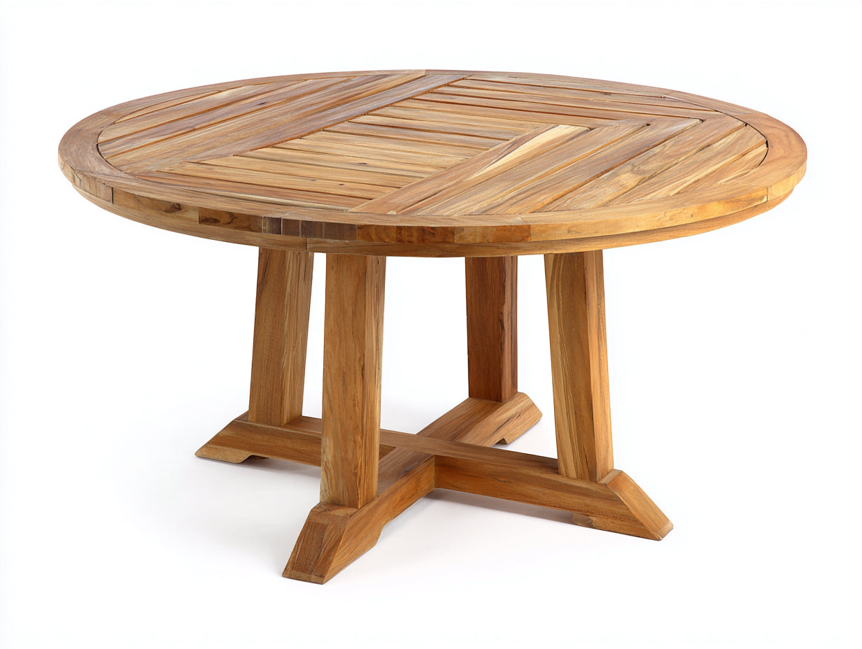 Tavolo da giardino - legno - 152x152x75 cm - marrone chiaro-marrone - stile rustico