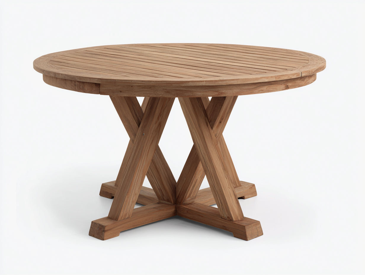 Tavolo da giardino - legno - 140x140x75 cm - marrone chiaro - stile rustico