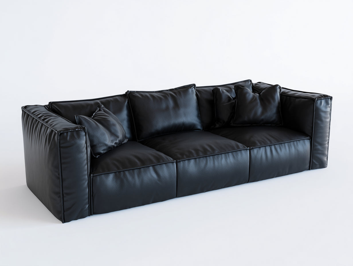 Divani a 3 posti - pelle - 238x96x76 cm - nero - moderno