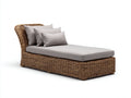 Lettino prendisole - rattan-legno-tessuto - 194x83x91 cm - Marrone chiaro-Grigio perla - rustico moderno