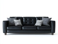 Divani a 3 posti - pelle-legno - 232x91x74 cm - nero - moderno