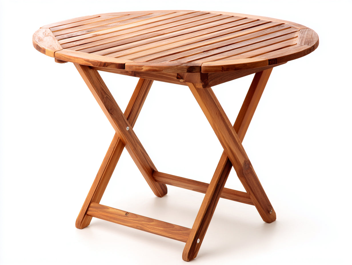 Tavolo da giardino - legno - 120x120x75 cm - marrone chiaro - stile pieghevole