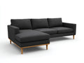 Divano angolare - tessuto-legno - 278x158x84 cm - grigio scuro-marrone - moderno