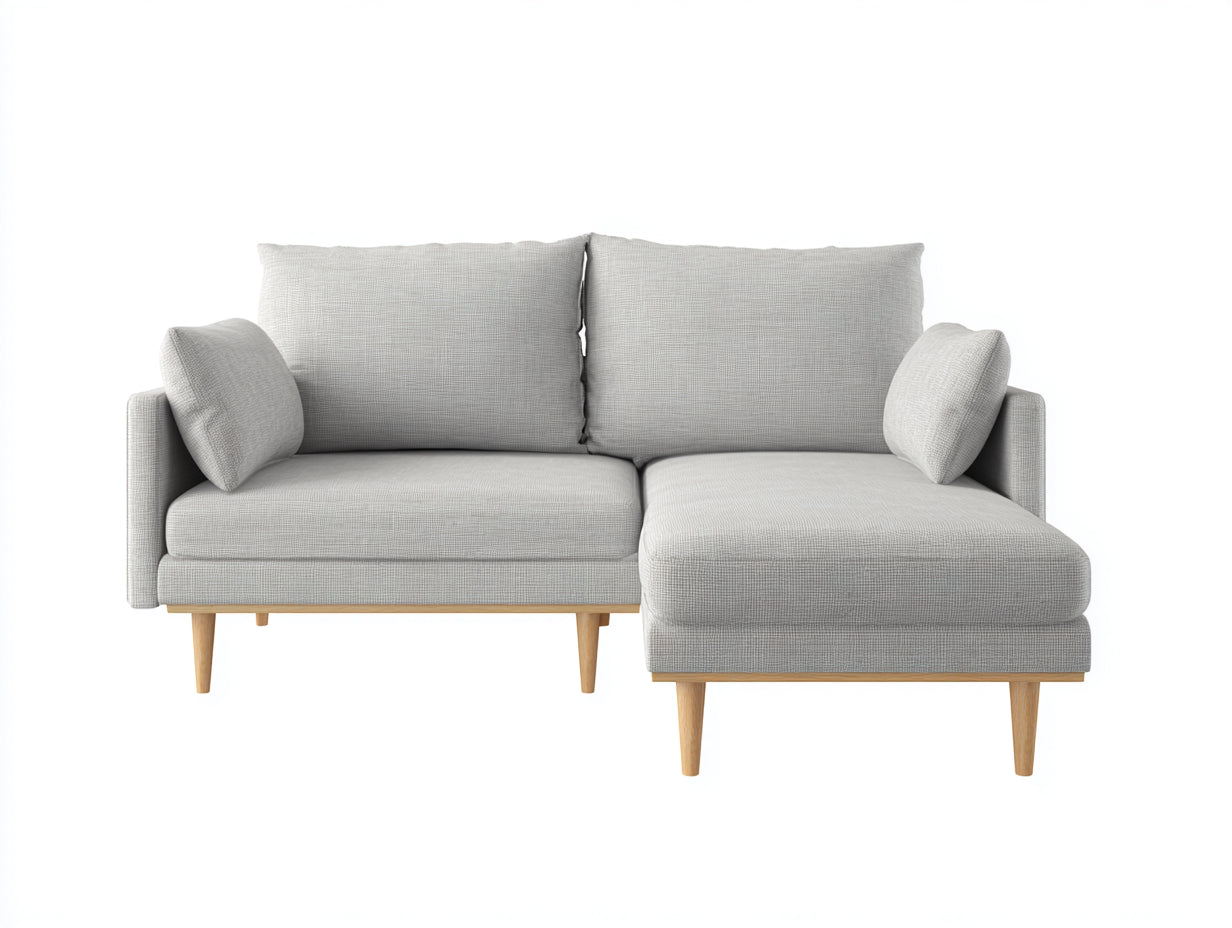Divano angolare - tessuto-legno - 271x158x82 cm - grigio chiaro-marrone - moderno