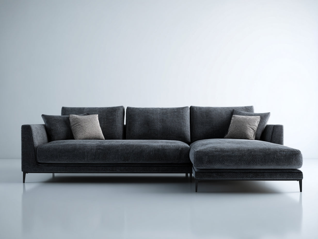 Divano angolare - tessuto - 286x166x83 cm - grigio scuro - moderno