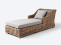 Lettino prendisole - rattan-legno-tessuto - 196x84x87 cm - Marrone naturale-Grigio chiaro - naturale contemporaneo