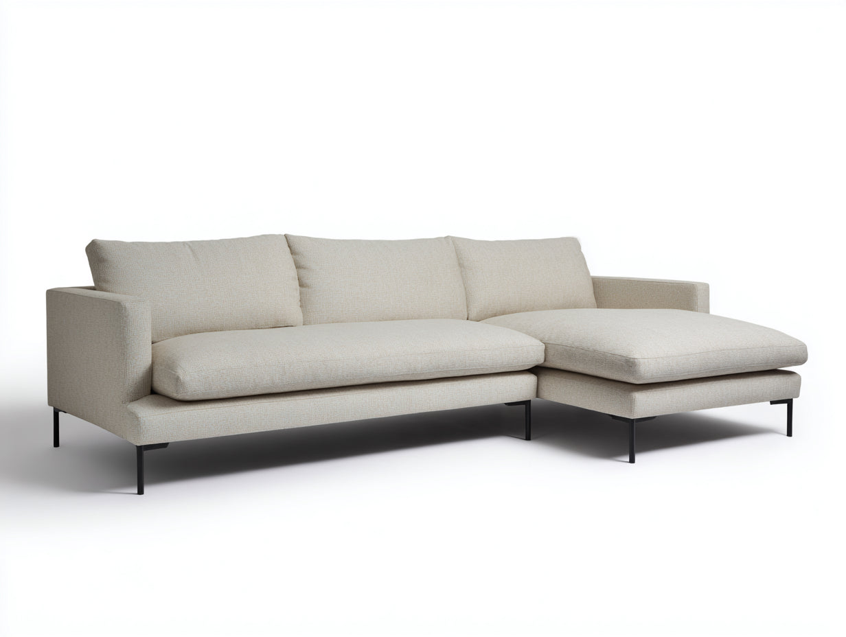 Divano angolare - tessuto-metallo - 276x162x83 cm - beige-nero - moderno