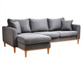 Divano angolare - tessuto-legno - 279x160x83 cm - grigio-marrone - moderno