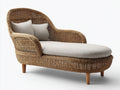 Lettino prendisole - rattan-legno-tessuto - 182x81x92 cm - Marrone naturale-Beige chiaro - artigianale elegante