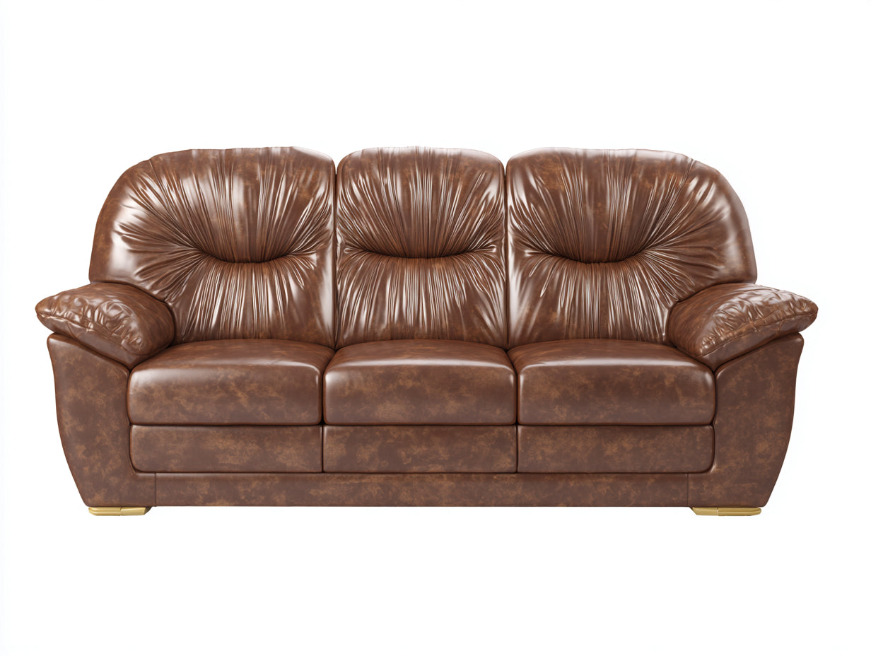 Divani a 3 posti - pelle - 221x92x88 cm - marrone - classico