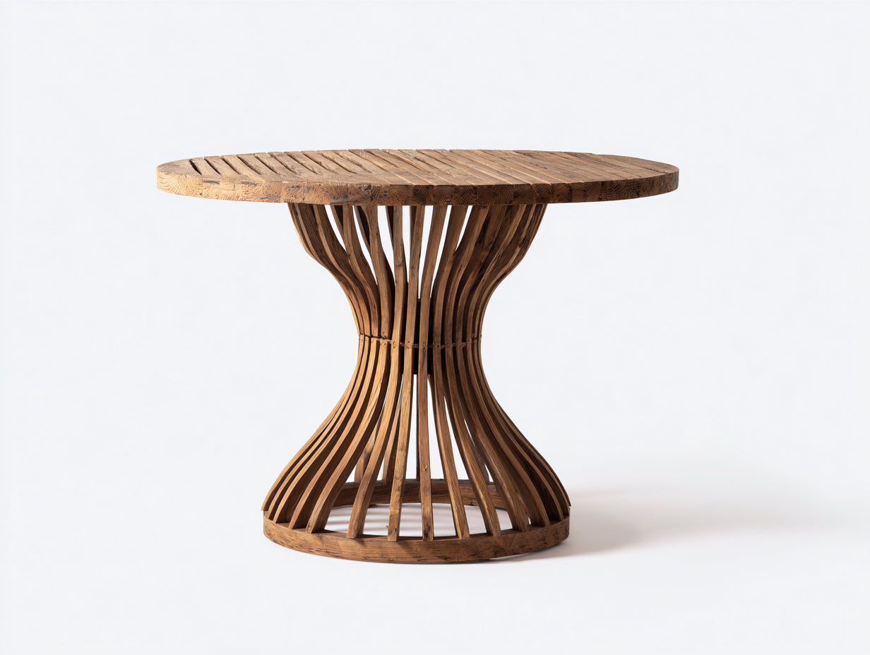 Tavolo da giardino-Legno-120x120x76 cm-Marrone rustico-Stile artigianale